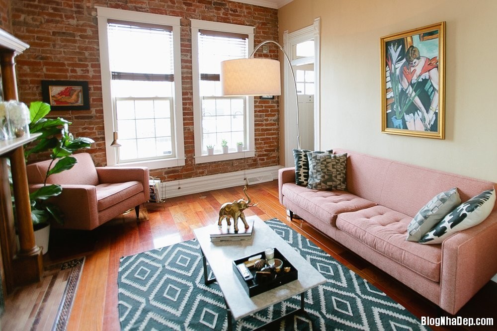 6 Phòng khách ấn tượng với những bộ sofa màu hồng